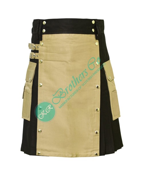 Latest Style Black Modern kilt with Khaki Apron